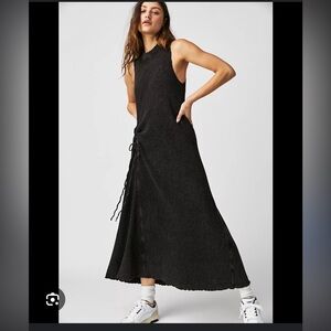 Free People One Sleeveless Natasha Waffle Thermal Made in India Charcoal Small